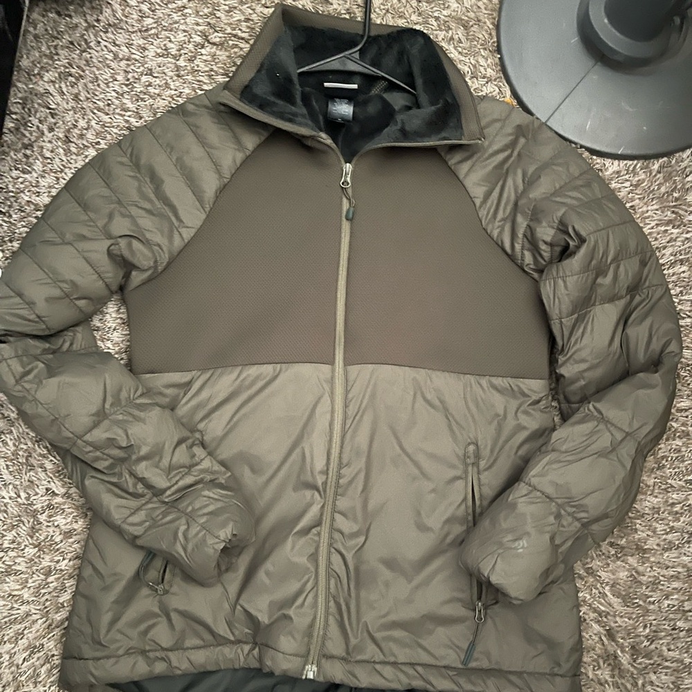 Men's Olive Quilted Hybrid Jacket - Lightweight Insulated Coat champion